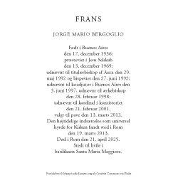 Bnskort med bn for pave Frans