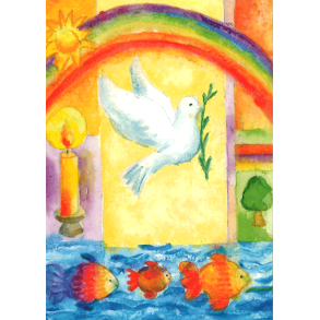 Kort med fredsduen med olivengren