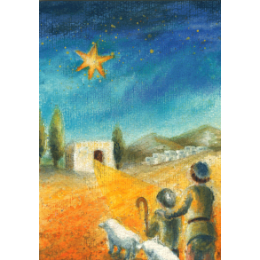 Kort med hyrderne p vej til Betlhem