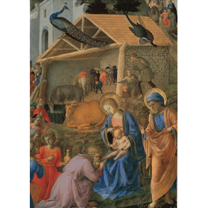 Kort med Den hellige familie og de vise mnd