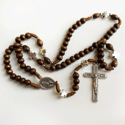 Rosenkrans, mrkebrun med metalkors