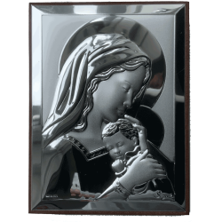 Ikon af metal - Jomfru Maria med Jesusbarnet 