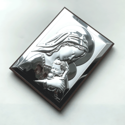 Ikon af metal - Jomfru Maria med Jesusbarnet 