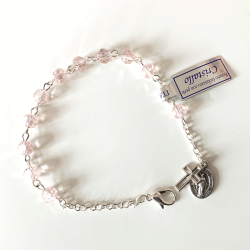 Armbnd med glasperler, kors og mariamedaljon