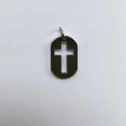 Lille vedhng kors i silhuet af stl