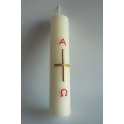 Dbslys med Alpha Omega tegn og guldkors