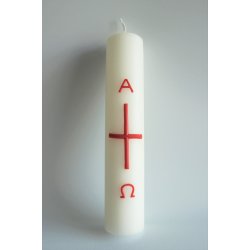 Lys med Alpha Omega tegn og rdt kors