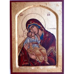 Ikon med Jomfru Maria med Jesusbarnet ved kinden